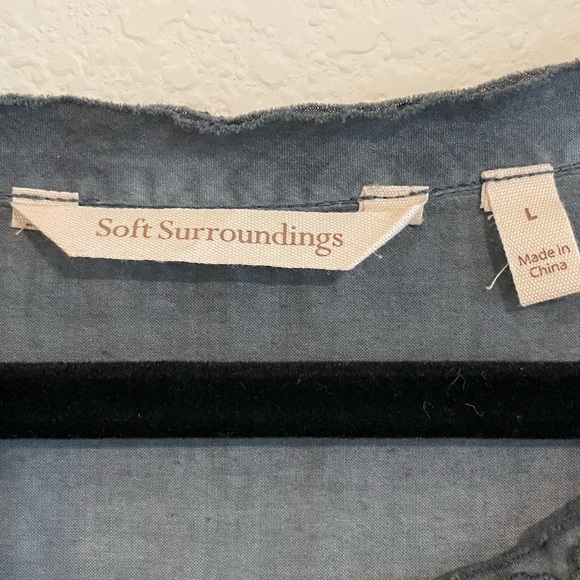 Soft Surroundings Women’s Tunic Top Grey 100% Cotton Lace Longline Cottagecore - Picture 7 of 12